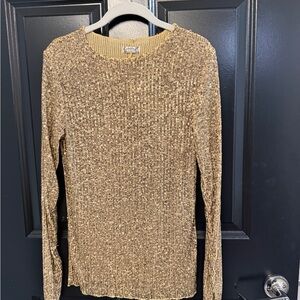 Free People Gold Sequin Top